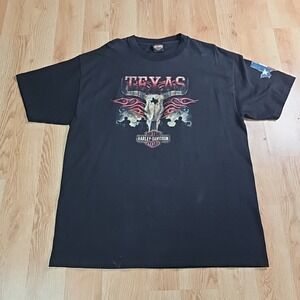 Harley Davidson Shirt Mens XL Fort Worth Texas Skull Flames Biker Motorcycle